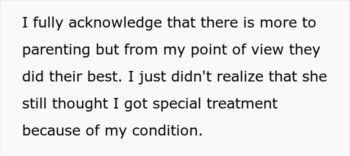 Text excerpt showing a woman fires back after sister insults her, making her husband go red while kids look confused.