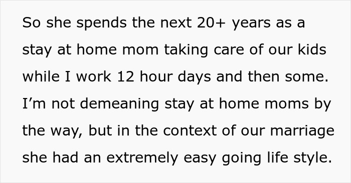 Text excerpt describing a woman&rsquo;s easy-going lifestyle as a stay-at-home mom before her marriage fell apart.