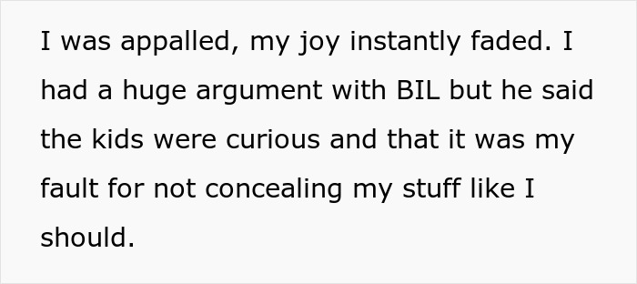 Alt text: Text about woman&rsquo;s argument with late husband&rsquo;s brother wearing his clothes and using his stuff involving the kids.