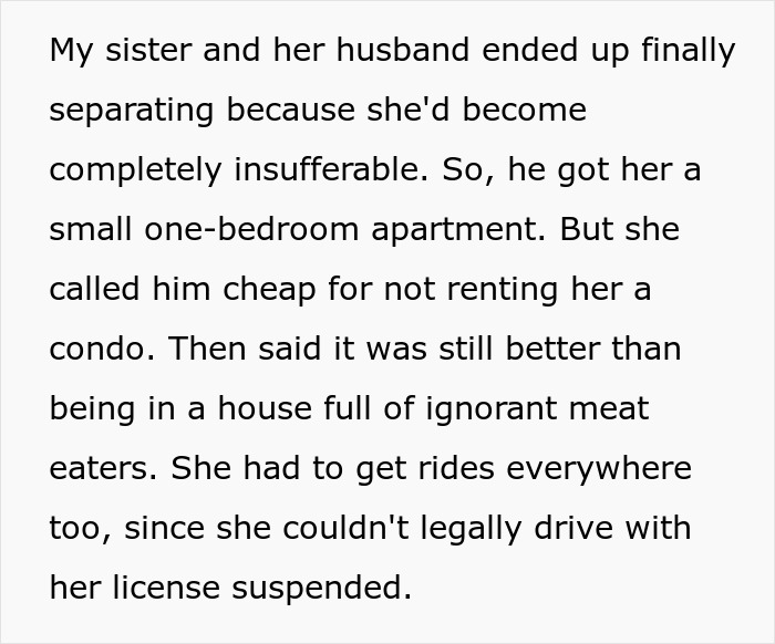 Text excerpt explaining a woman’s separation, parenting conflicts, and her reliance on others due to her suspended license.