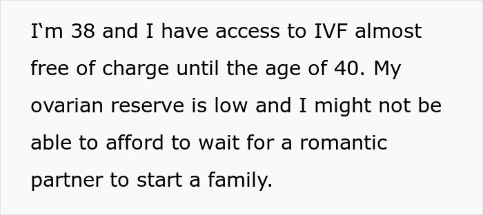 Woman considering pros and cons of platonic co-parenting with ex due to low ovarian reserve and family planning challenges.