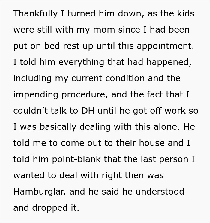 Text excerpt describing dealing with a suspect called Hamburglar who allegedly steals food, prompting a CPS visit.
