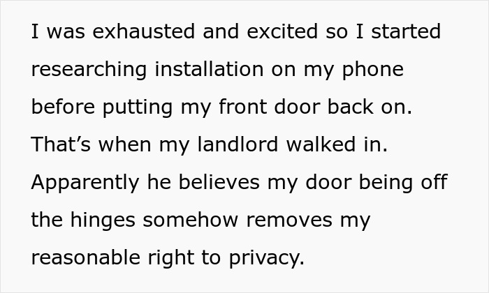 Person researching cheese wheel girlfriend relationship on a phone while fixing a front door at home.
