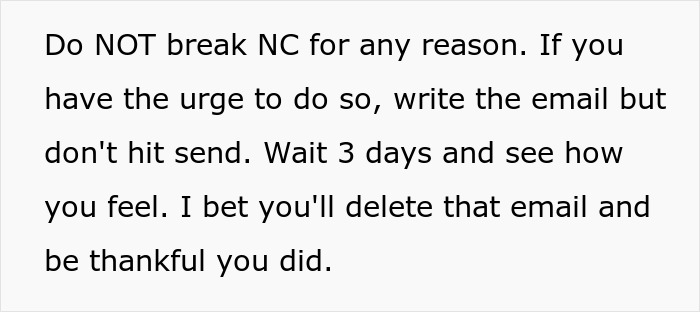 Text emphasizing advice on maintaining no contact during man date single mom drama, recommending a three-day waiting period before acting.