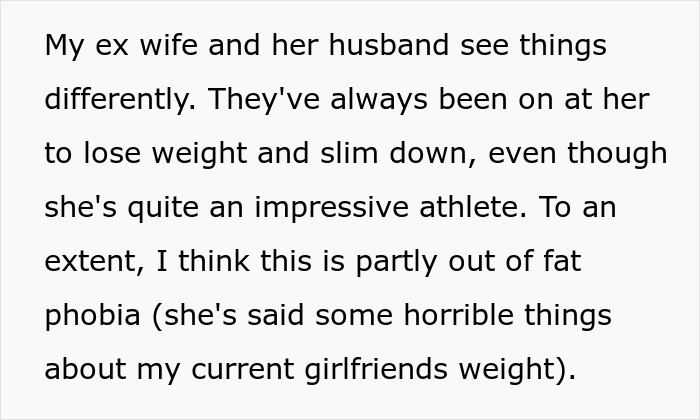 Text excerpt about a fat phobic mom criticizing weight gain and a dad defending her, highlighting fat phobia issues.