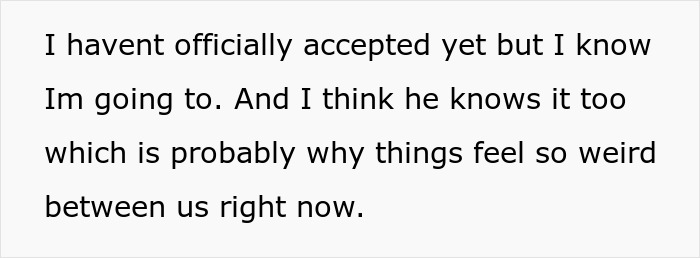 Text excerpt showing a woman reflecting on tension with her boyfriend about her success becoming a threat to his envisioned life.