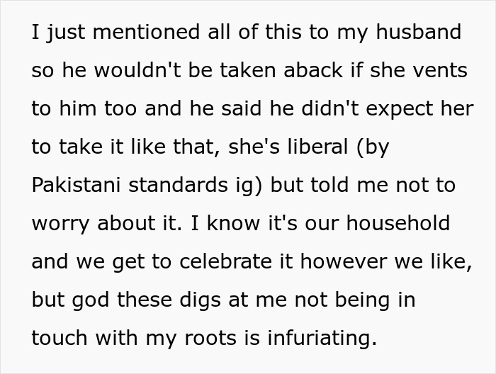 Text message conversation expressing frustration over Muslim MIL accusing DIL of erasing culture during Christmas celebrations. Text message conversation expressing frustration over Muslim MIL accusing DIL of erasing culture during Christmas celebrations.