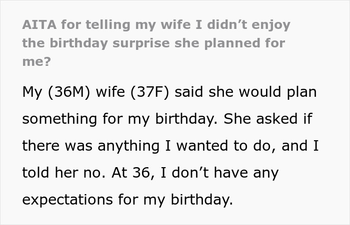 Text about a husband&rsquo;s 36th birthday plans disrupted by toddlers, a tiny cabin, and a mandatory 5K run.