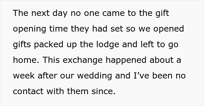 Text excerpt about man upset after parents force him to have beer at his wedding and leave early due to music.