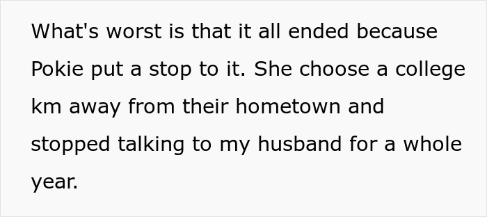 Text paragraph describing emotional impact of husband best friend cheating, mentioning distance and stopped communication for a year.
