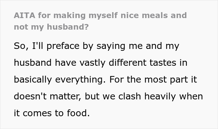 Wife Refuses To Eat "Garbage" Anymore, Husband Claims He's Being Starved By Her Healthy Meals