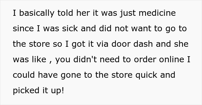 Text excerpt showing a man explaining he ordered medicine online due to illness, highlighting relationship struggle over priorities. Text excerpt showing a man explaining he ordered medicine online due to illness, highlighting relationship struggle over priorities.
