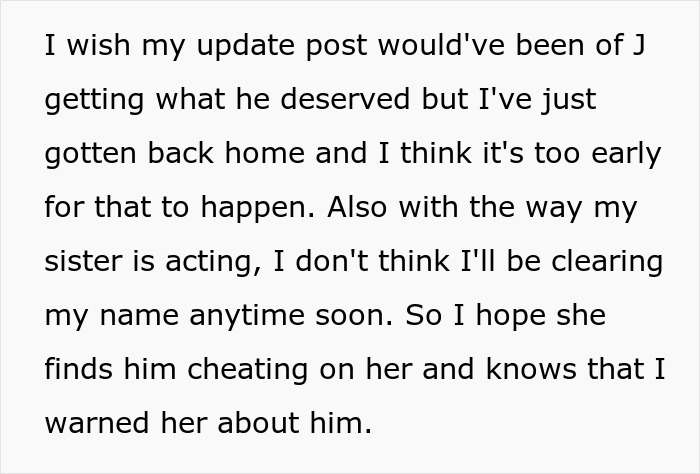 Text post expressing frustration about a boyfriend confession and younger sister trouble involving cheating and trust issues.