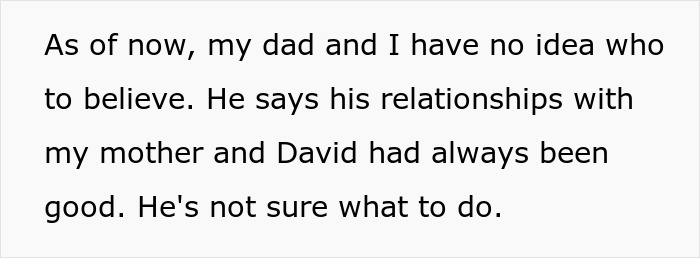 Text highlighting family confusion after one DNA test reveals uncle might be dad, causing major family chaos and uncertainty.