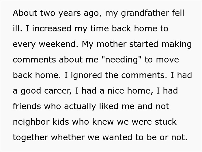 Text excerpt describing increased visits home despite mother’s comments, reflecting child out of spite behavior. Text excerpt describing increased visits home despite mother’s comments, reflecting child out of spite behavior.