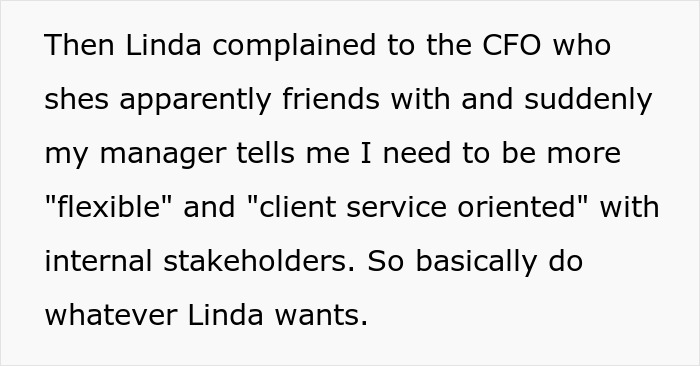 Text excerpt illustrating a pushy colleague testing the office coordinator's limits with internal stakeholder demands.