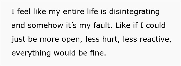 Text expressing a man in a poly relationship feeling overwhelmed and responsible for his depressed wife's pain.