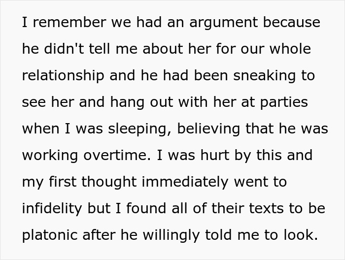 Text about a man spinning a tale of a pregnant female bestie, shocking his wife with what he made up.