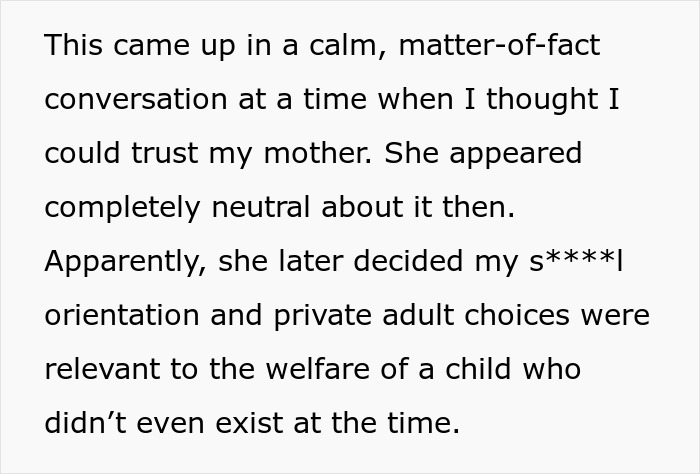 Mother retaliated against postpartum boundaries causing emotional distress during a private family matter.