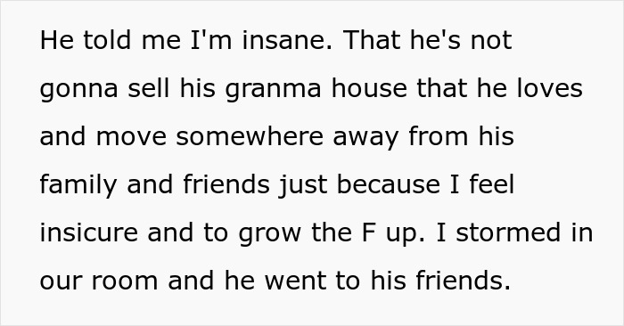 Text discussing feelings of insecurity related to husband best friend cheating and family conflicts at home.