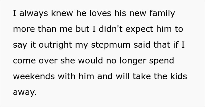 Text excerpt describing a tense and emotional situation involving an embarrassing step mother relationship affair.