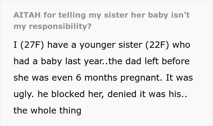 Older sis helping single mom with baby, navigating challenges and realizing she never actually chose this responsibility.