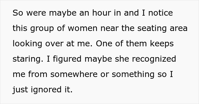 Text excerpt describing unhinged mom at trampoline park confronting lady with kids, capturing tense moment between women.