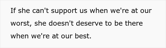 Quote about lack of support during tough times, highlighting themes of an evil MIL tormenting son's wife with no sympathy.