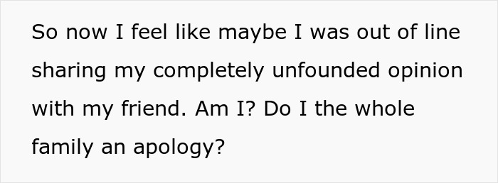 Text post discussing feeling out of line for sharing an opinion about a daughter's friend’s dad giving creepy vibes.