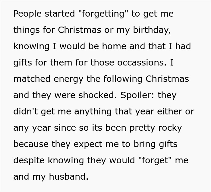 Text describing a child out of spite reacting to being forgotten for gifts during Christmas and birthdays. Text describing a child out of spite reacting to being forgotten for gifts during Christmas and birthdays.