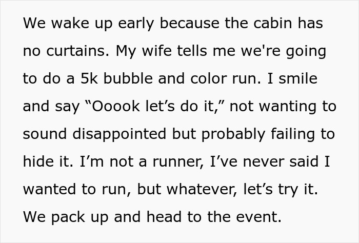 Husband navigates 3 toddlers, a tiny cabin, and a mandatory 5K run instead of a quiet 36th birthday celebration.