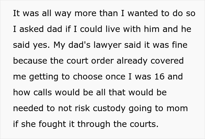 Text discussing a teen sick of being a third parent to seven kids at his mom&rsquo;s house seeking to live with his dad.