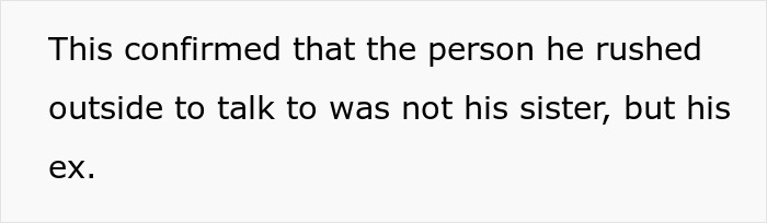 Text on screen explaining a wife divorcing husband after he lied about a video call with his ex.