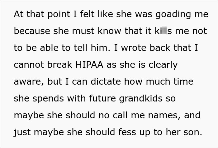 Text discussing a nurse dealing with stress over HIPAA rules after finding MIL on a secret date and unable to share details.