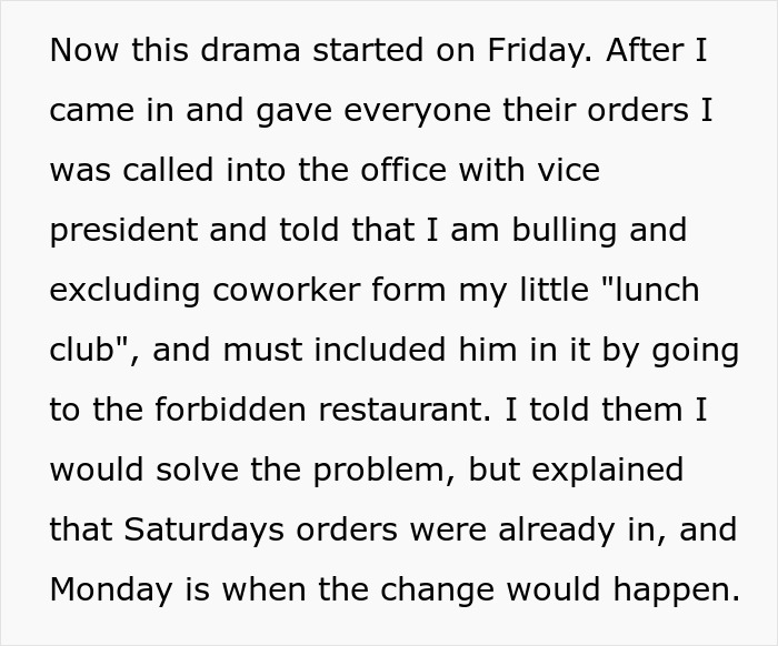 Office drama unfolds after coworker stops picking up lunches due to perceived entitlement, leading to a confrontation with police.