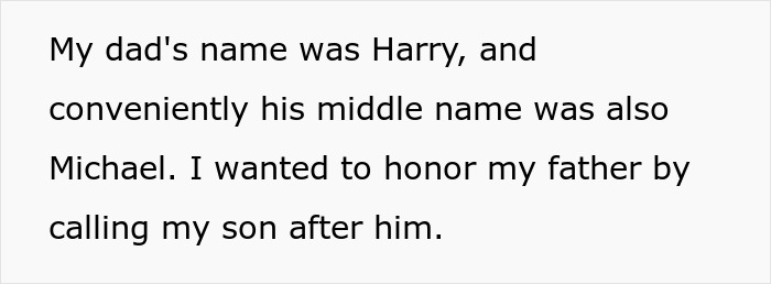 Text about naming son Harry Potter, honoring father by naming son Harry Michael.