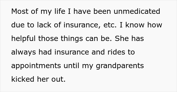 Text about a pregnant sister facing homelessness after being kicked out by grandparents, highlighting shelter needs.