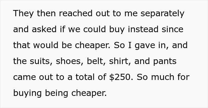 Text discussing the groom&rsquo;s brother causing drama at the wedding and hosting a baby shower on the same day.