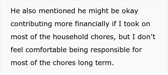 Text excerpt discussing a man who wants to move in with his girlfriend but refuses to live in her apartment.