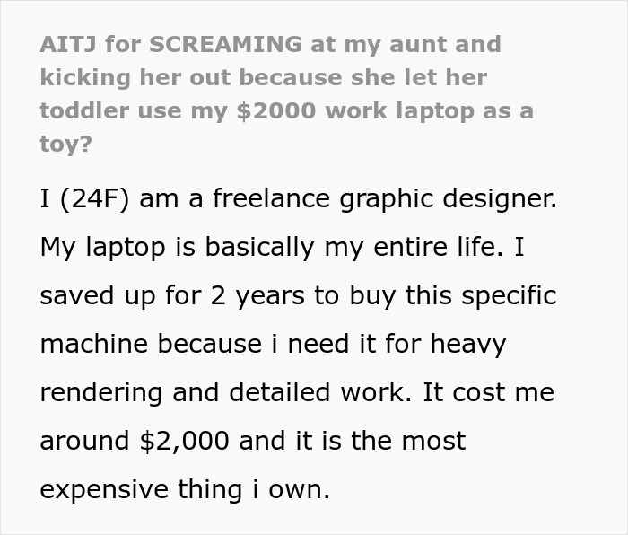 Freelance Designer Watches Her $2K Laptop Nearly Ruined By 5YO Cousin, Kicks Him And His Mom Out