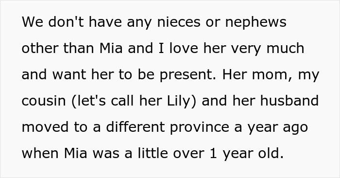 Text excerpt discussing an attention-seeking mom wanting to dress her 3-year-old daughter in the same dress as the bride.