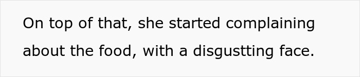 Text snippet showing a complaint about food with a disgusted facial expression during a disappointing date. Text snippet showing a complaint about food with a disgusted facial expression during a disappointing date.