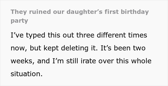 In-Laws Ignore 1YO’s B-Day Timeline And Arrive Late, Mom Refuses To Invite Them Anywhere Again In-Laws Ignore 1YO’s B-Day Timeline And Arrive Late, Mom Refuses To Invite Them Anywhere Again