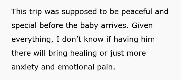 Text expressing uncertainty about a trip’s impact on healing or emotional pain after wife divorce husband lied video call ex.