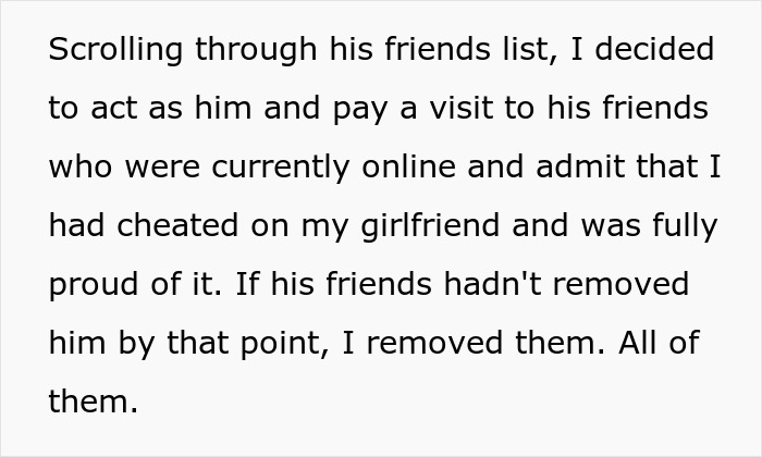 Text about a man cheating on his girlfriend and destroying years of RuneScape effort after sharing private pics. - 48