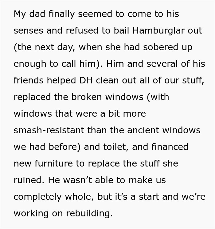 Alt text: Step-mom nicknamed Hamburglar steals all their food causing couple to suspect her actions warrant a CPS visit and intervention.