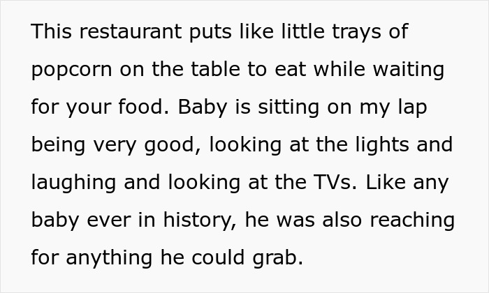 Family dinner scene disrupted by a rude mother as her baby reaches for food on the table causing a mess.
