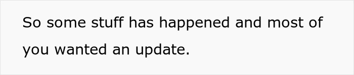 Text on a plain background stating an update about a boyfriend confession involving younger sister trouble.