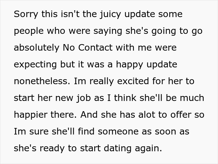 Text about sister relationship cheater work drama sharing a hopeful update on new job and future dating plans.
