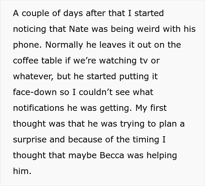 Woman confused and unsure who to believe after best friend&rsquo;s cheating confession and boyfriend&rsquo;s denial shown in text excerpt.